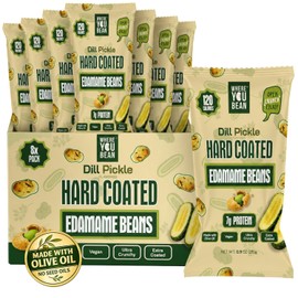 Where You Bean Hard Coated Edamame Beans Snack (Dill Pickle) - Crunchy and Roasted Edamame Beans Snack - Vegan, Plant Based Protein, Keto Friendly & Healthy Snacks for Adults 0.9 oz (Pack of 8)