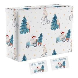 Hunts England - 2 Sheets Of Fun Christmas Polar Bear Wrapping Paper For Him Or Her - Includes 2 Gift Tags - Festive Collection - Premium Xmas Gift Wrap For Boys, Girls, Kids, Men, Women, etc.