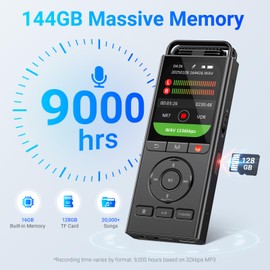 144GB Digital Voice Recorder with Playback: Voice Activated Recorder for Lectures Meetings Interviews - MECHEN 3072Kbps Dictaphone Recording Device Tape Recorder Portable Mini, Audio Recorder with MP3