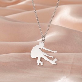 Dreamtimes Ice Skater Necklace Ice Skating Charm Sports Pendant Necklace Ice Skating Sports Pendant Necklace Inspirational Jewellery for Women Skate Lovers, Stainless Steel, No Gemstone