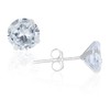 Sterling Silver Solitaire Zircon Stud Earrings Square or Round Shaped