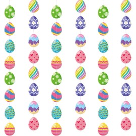 AhfuLife AhfuLife Easter Egg Garland Decorations, 6pcs Happy Easter Paper Banner Party Decorations, Cardboard Material, Multicolor, Children's Party Banners, Garlands