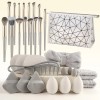 Kit De Herramientas De Maquillaje Con Brochas Y Esponjas Gris