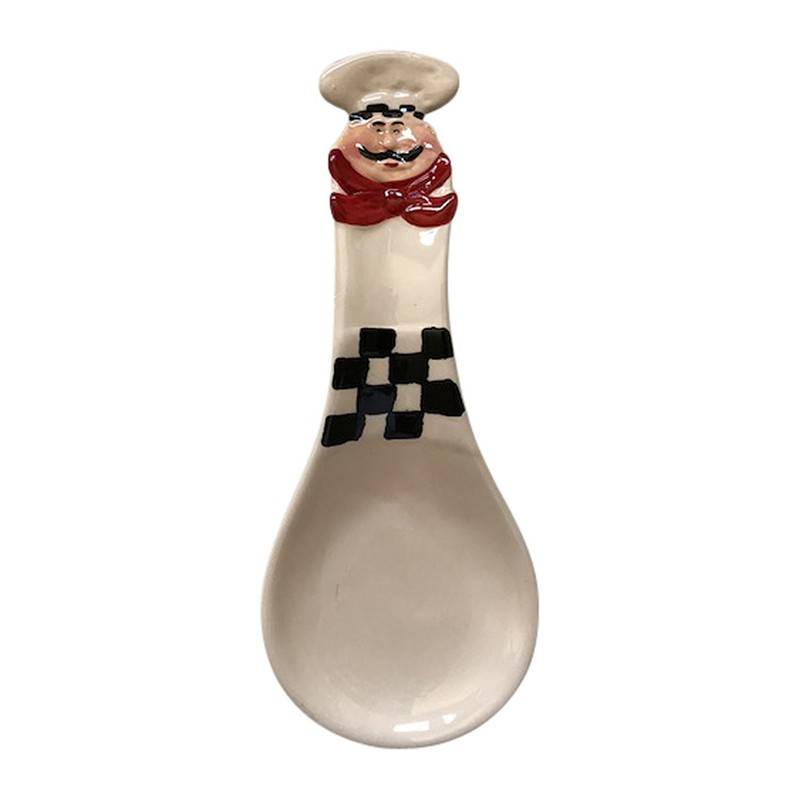 Fat Chef Spoon Rest and Kitchen Plate 2 Item Bundle