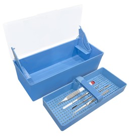 TTKBHHQ-Dental Instrument Sterilization Box, Cold Sterilization Tray Depository for Plastic Instruments for Dentistry, Dental Tools, Tattooing, and Nail Care. (blue)