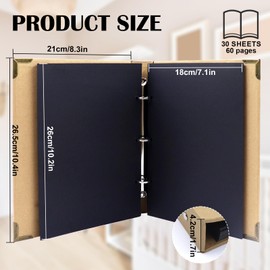DIY Photo Album, Cowhide Colour Scrapbook Photo Book for DIY with 60 Black Pages, DIY Photo Albums, Photo Album for Baby, Family, Birthday, Travel, Anniversary, Gift