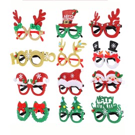 12 Styles Christmas Glasses Frame Glitter Christmas Party Glasses Costume Creative Eyewear for Christmas Party Supplies