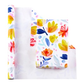 Miss DuiDui Foral Gift Wrapping Paper Rolls, 17 inch x 32.8 feet, Multi-Color, Watercolor Design for Party Baby Shower Girls Birthday Holiday Wedding Holiday
