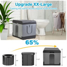 XXL Portable Toilet Camping Toilets for Car Indoor Outdoor Commode Foldable Travel Potty for Camping,Tent,Hiking,Boating,Long Road Trips,Traffic jam,Home,Gray