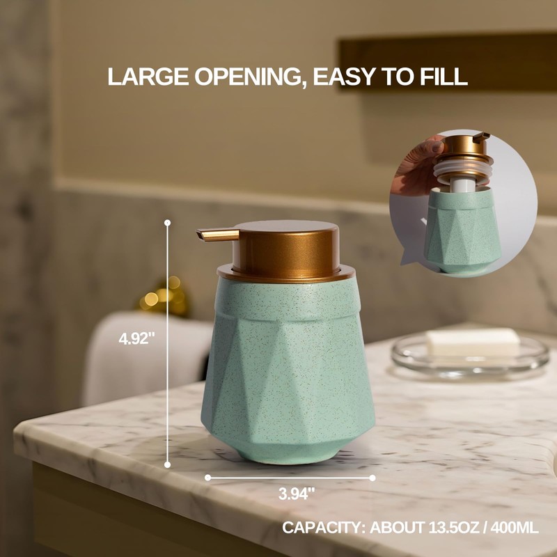Luxflowing Ceramic Foaming Hand Soap Dispenser with Pump, Featuring Artistic