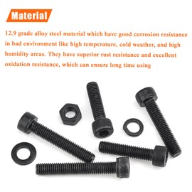 HELIFOUNER 70 Pieces M8 x 30mm /35mm /40mm /45mm /50mm, Hex Socket Head Cap Metric Screws Bolts Washers Nuts Kit, 12.9 Grade Alloy Steel, Fully Threaded, Black