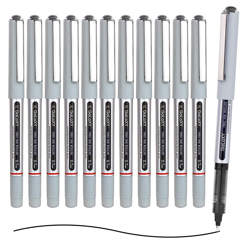 EYEYE Black Rollerball Pens 12 Pack 0.7mm Medium Point Fine