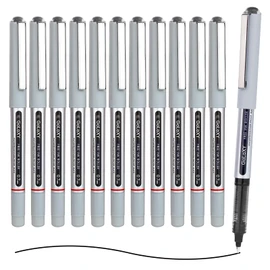 EYEYE Black Rollerball Pens 12 Pack 0.7mm Medium Point Fine Tip Pens Quick Dry Liquid Ink Pens Smooth Writing Pens for Journaling Note Taking Office School Supplies