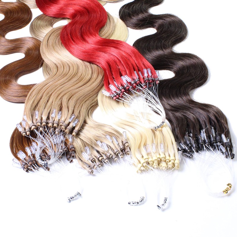 hair2heart Micro Ring Extensions Real Hair Wavy 25 Strands 1