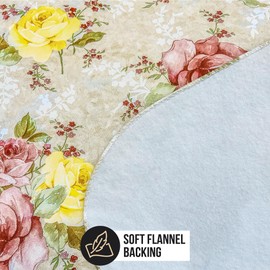 Broder Manufacturing Inc Rose Garden Flannel Backed Vinyl Tablecloth Indoor Outdoor, 60-Inch by 84-Inch Oval