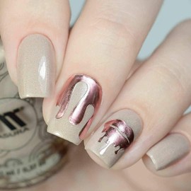 Whats Up Nails - Dripping Flames Chrome Nail Art Design Stickers (Rose Gold)