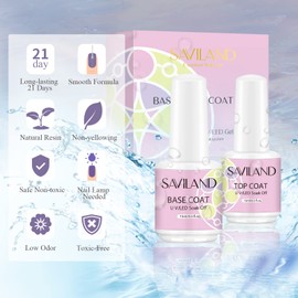 15ml Gel Nail Polish Base and Top Coat-2 Large Capacity, Shiny No Wipe Gel Top Coat and Base Gel Nail Polish Soak Off Clear Gel Polish Nail Accessories, for Starters Nail Salon Home DIY Ideal Gift