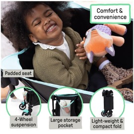 Summer Infant Ingenuity Pop 'N Ride Lightweight Stroller Wagon - Face-to-Face Seats for 2 with 3-Point Harnesses & Sun Canopy