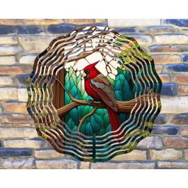 Liberty Flags & Gifts 8 Inch Red Cardinal Bird in Tree Hanging Wind Spinner Garden Yard 8rws-091