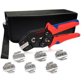 Syznoctil Ratcheting Crimping Tool Kit 7 Interchangeable Jaws Crimping Tool for Heat Shrink Connectors Crimping,Wire Terminal Crimper - Crimping Pliers - Electrical Crimping Tool