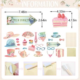 Little Man 25Pcs Tea Party Photo Booth Props, Tea Party Decorations, Tea for Two Party Decorations, Tea Party Birthday Decor, Tea Party Favors, Tea Party Baby Shower Decorations