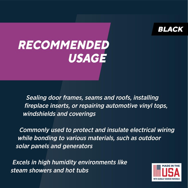Rutland 500°F RTV High Heat Silicone Sealant Black, USA-Made High