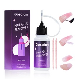 Gosojam Nail Glue Remover for Press-On & Acrylic Nails, Acetone-Free, Odorless, Non-Oily, Works with All Nail Adhesives Types — Fast on Solid Glue & Jelly Tabs, Pinpoint Precision Syringe Tip, 20 ml