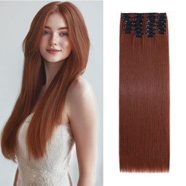 Benehair 22" Clip in Hair Extensions Long Straight Hair Extensions Clip in Synthetic Fiber Full Head Natural Extension Dark Brown Hair Piece for Women(Dark Brown, 180g)