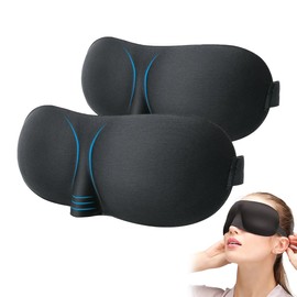 Ruayia Pack of 2 Sleep Masks for Men and Women, Soft and Breathable Eye Mask with Adjustable Strap, Light Blocking Sleeping Glasses for Travel, Black