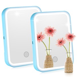 Sintuff 2 Pcs Light Up Locker Mirror Accessories Rectangular Magnetic Mirror for Locker, Bathroom, Household Refrigerator, Workshop Toolbox or Cabinet(Blue)