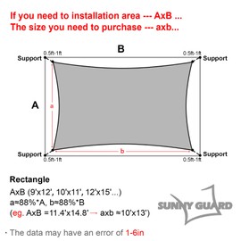 SUNNY GUARD Custom Size 17'x22' Sand Sun Shade Sail Rectangle UV Block Shade for Outdoor Backyard Yard Patio Garden.(Customized.)