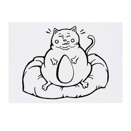 'Fat Cat on Pillow' Temporary Tattoo - Water Resistant, Skin-Safe, Non-Toxic Transfer (TO00073603)