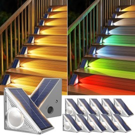 UGDLUCK Solar Step Lights for Outside,10 Modes Lighting Solar Stair Lights Outdoor Waterproof IP67, Solar Deck Step Lights for Patio Deck Yard Porch Pathway Driveway Stair Garden Pool (12PACK)