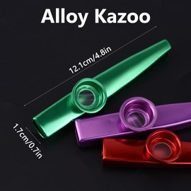WANDIC Aluminum Alloy Kazoo and 3 Membrane Flute Diaphragm Mouth Kazoos with Vintage Gift Box Green