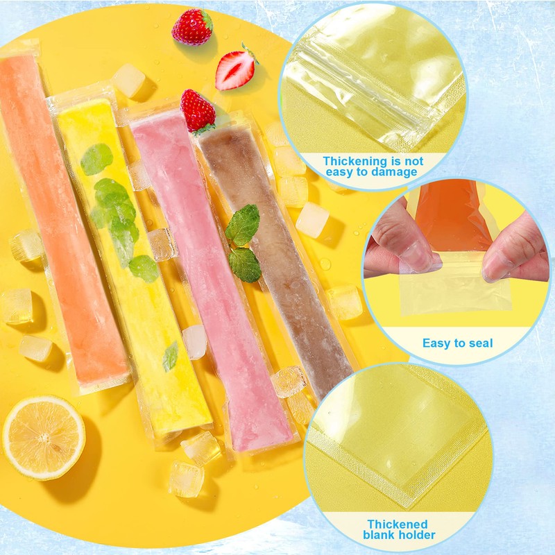 FEBSNOW 160 Disposable Ice Popsicle Mold Bags BPA Free Freezer