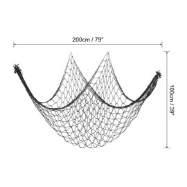 PATIKIL Fishing Net Decor, 80" x 40" Mediterranean Style Photographing Decoration Natural Fish Net Party Accessory for Home Bedroom, Black