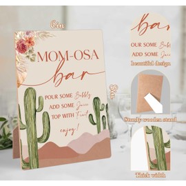 Momosa Bar Sign, Cactus Baby Shower Welcome Sign With Stand, Momosa Bar Decorations, Brunch Decorations, Gender Neutral Baby Shower Decorations for Gender Reveal Party, Mom Birthday,6