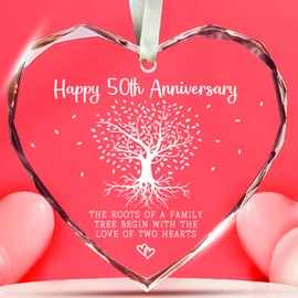 50th Anniversary Wedding Gifts - Gifts for 50th Anniversary - 50th 2024 Wedding Anniversary Ornament - Christmas Anniversary Ornament for Couple, Her, Him, Wife, Husband, Parents - Glass Ornament