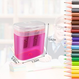 12 Pack Manual Pencil Sharpener for School Office Home Classroom Colored Dual Holes Pencils Sharpeners with Lid for Kids Portable Colorful Handheld Pencil Sharpener Bulk for Adults Students (4 Colors)
