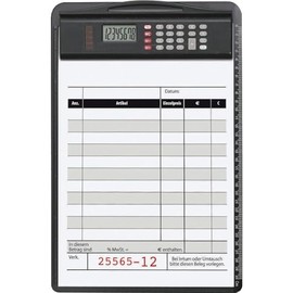Alassio 0085 – Clipboard Made of Plastic, Black, Approx. 35 x 23 cm, Board with clamp, mounting Rail and Removable Calculator