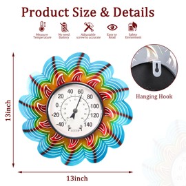 MUMTOP Outdoor Thermometers for Patio-Wall Indoor Outdoor Thermometer - Colorful Flower Outside Thermometer Decorative Temperature for Home or Garden Decor