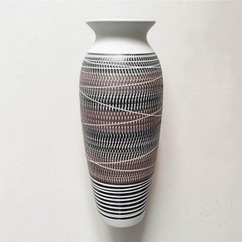 Ceramic Rustic Farmhouse Vase, 12.6" Large Vintage Flower vase for Home Decor, Tall Boho Textured Vases for Living Room, Table, Mantel, Shelf and Centerpieces Decor and Housewarming (C)