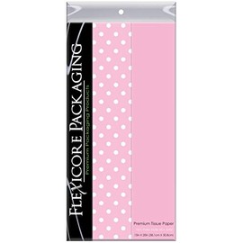 Flexicore Packaging Light Pink Gift Wrap Tissue Paper | Size: 15 Inch X 20 Inch | Count: 20 Sheets | Color: Solid Light Pink & Polka Dot