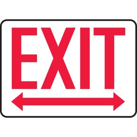 Accuform MADM630VP Sign, "EXIT (Arrow)", 7" Length x 10" Width x 0.055" Thickness, Plastic, 7" x 10", Red on White