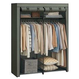 SONGMICS Closet Wardrobe, Portable Closet for Bedroom, Clothes Rail with Non-Woven Fabric Cover, Clothes Storage Organizer, 55.1 x 16.9 x 68.5 Inches, Sage Green URYG002C02
