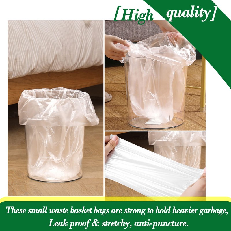 Hommaly 2.6 Gallon 200 pcs Small Clear Trash Bags, Strong