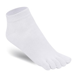 Warm-Han Toe Socks Cotton 99% Size 39-43/77% Size 44-46 Men's Short Shaft Ankle High Trainers Toe Stockings Men Five Finger Socks M907, White