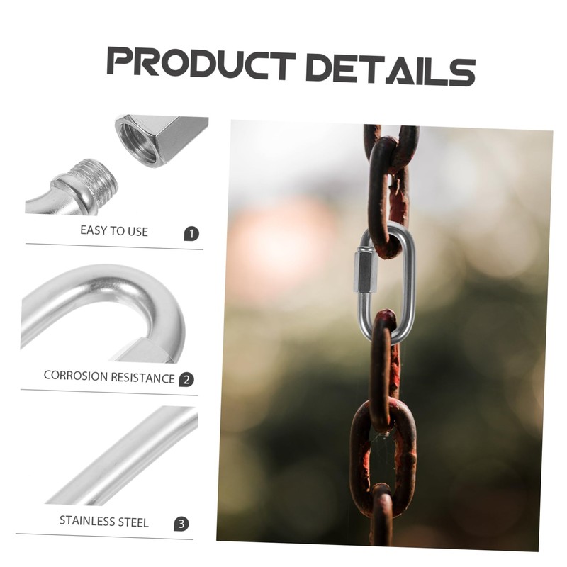LIFKOME Locking Carabiner Clip Stainless Steel Small Chain Link Connector