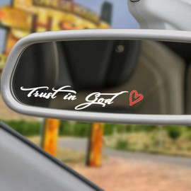 3X Rearview Car Decals, Rearview Car Mirror Decals, Trust in God-White