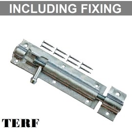 TERF® Heavy Duty Galvanised Tower Door Bolt Barrel Slide Lock 150mm [6''] Door Latch with Screws Ideal for Internal External Strong Doors Locks for Bathroom Shed Garden Gate and Multi Use - Pack of 2